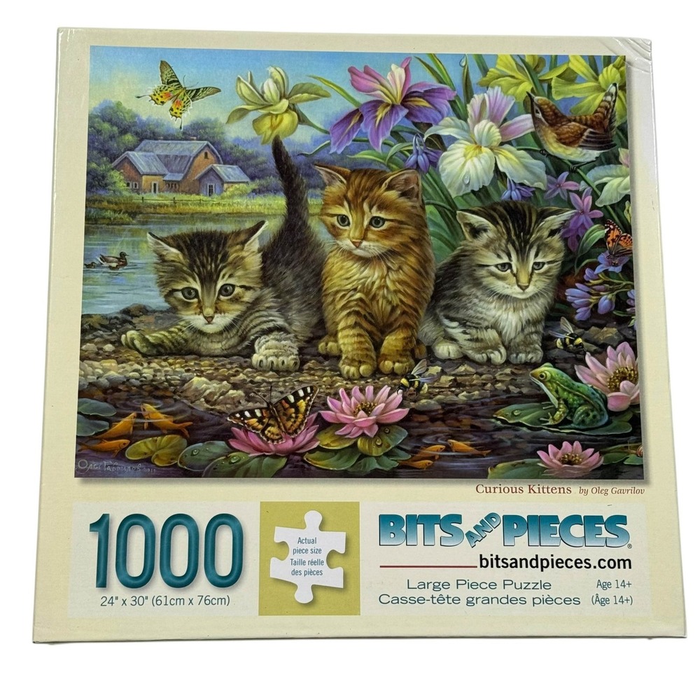 Bits And Pieces Curious Kittens Oleg Gavrilov 1000‎ Pieces Puzzle UNCOUNTED
